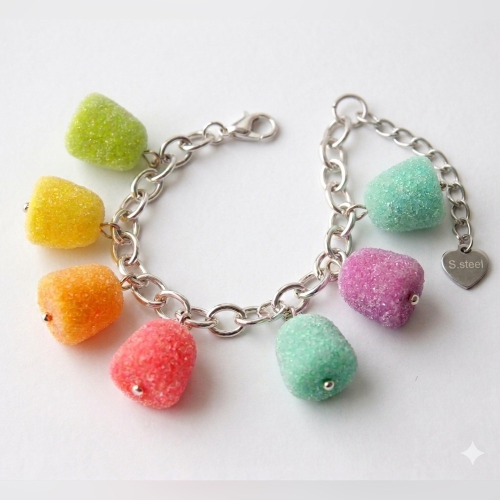 NWT Gumdrop Charm Bracelet - Adjustable Fit - Handmade - Rainbow